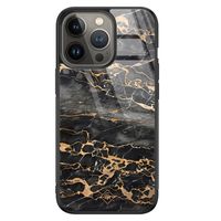 iPhone 13 Pro glazen hardcase - Marmer grijs brons