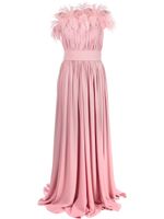 Elie Saab robe Tuscan bordée de plumes en soie - Rose