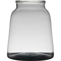 Transparante/grijze stijlvolle vaas/vazen van gerecycled glas 23 x 19 cm