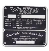 Wayne 60, 70 Gas Pump ID Tag Wayne 60, 70 Gas Pump ID Tag
