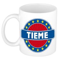 Tieme voornaam koffiemok - beker - wit/blauw - 300 ml - Cadeau - Heren - Collega - Vaderdag