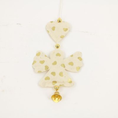 Hanger Ornament Engeltje & Hartje Print Goud - set 5 x