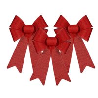 3x stuks kerstboomversieringen grote ornament strikjes/strikken rood dots 22 x 38 cm - thumbnail