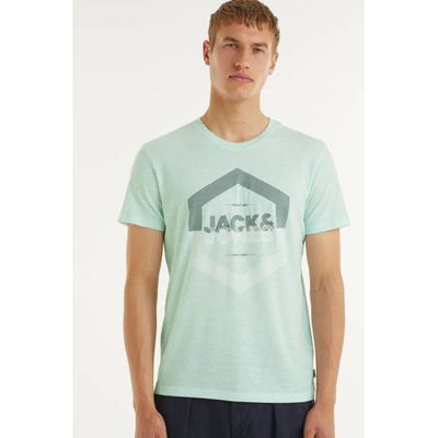 JACK & JONES T-shirt Delight met logo bleached aqua