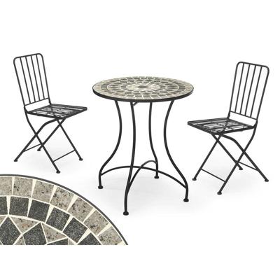 Tafel met 2 stoelen Ibergarden Mosaico-Forja Zwart Grijs