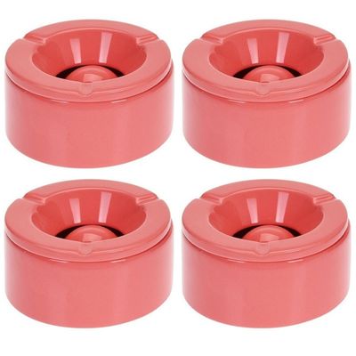 Set van 4x stuks koraal rode storm/terras asbakken van 12 cm