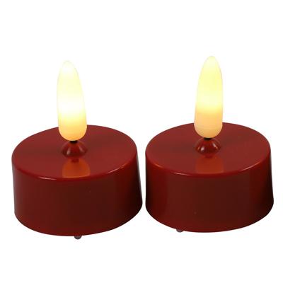 Countryfield LED theelichtjes/waxinelichtjes - 2 stuks - rood - kunststof - met timer - warm wit Countryfield LED theelichtjes/waxinelichtjes - 2 stuks - rood - kunststof - met timer - warm wit