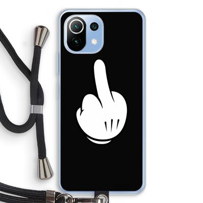 Middle finger black: Xiaomi Mi 11 Lite Transparant Hoesje met koord
