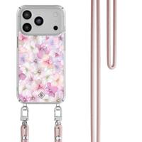 iPhone 17 Pro Max hoesje met rosegoud koord - Hortensia