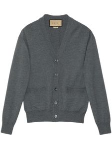 Gucci cardigan en laine à logo brodé - Gris