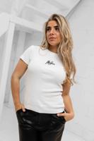 Malelions Rib T-Shirt Dames Wit - Maat S - Kleur: Wit | Soccerfanshop