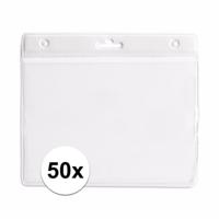 Multipack van 50x stuks Badgehouders - wit - 11,5 x 9,5 cm - voor aan een lanyard of keycord