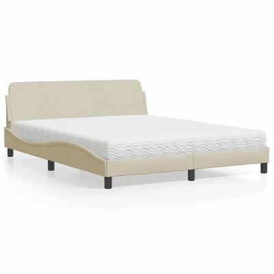 Bed met matras stof crèmekleurig 160x200 cm