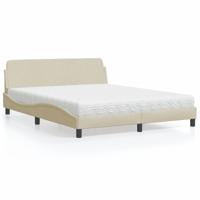 Bed met matras stof crèmekleurig 160x200 cm