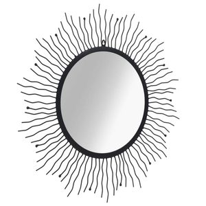 The Living Store Wandspiegel Sunburst - 80 cm - Zwart