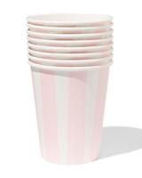 HEMA Bekers 250ml papier strepen - 8 stuks (roze)