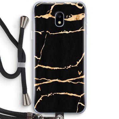 Gouden marmer: Samsung Galaxy J3 (2017) Transparant Hoesje met koord