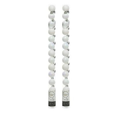 Decoris Mini kerstballen - 28x- parelmoer wit - D3 cm - kunststof