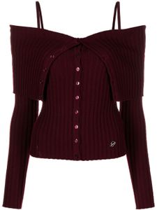 Blumarine haut en laine à design nervuré - Rouge