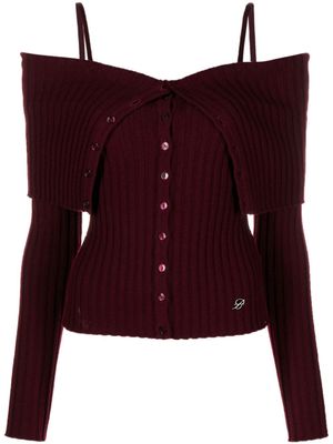 Blumarine haut en laine à design nervuré - Rouge