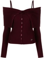 Blumarine haut en laine à design nervuré - Rouge