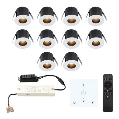 Set van 10 Olivia LED Mini Inbouwspots met Trafo en Muurdimmer - 12 Volt 3 Watt 150 lumen - Dimbaar - Verzonken - Plat 36mm - 2700K - IP44 waterdicht - Wit