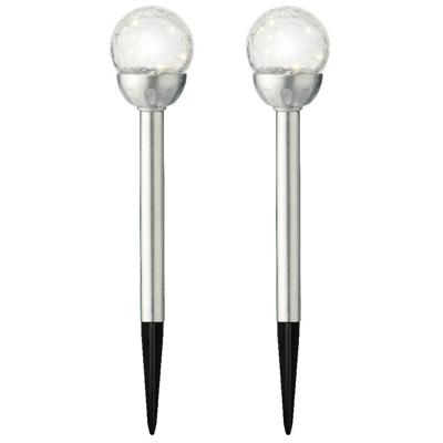 Lumineo LED steker bol Navi - 2x - solar - 30 cm - RVS - tuinverlichting tuinsteker - Tuinlampen