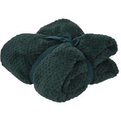 Polyester fleece deken/dekentje/plaid 130 x 170 cm donkergroen