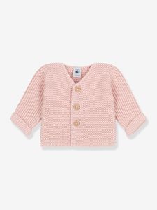 Cardigan baby geribbeld tricot van biologisch katoen PETIT BATEAU rozen