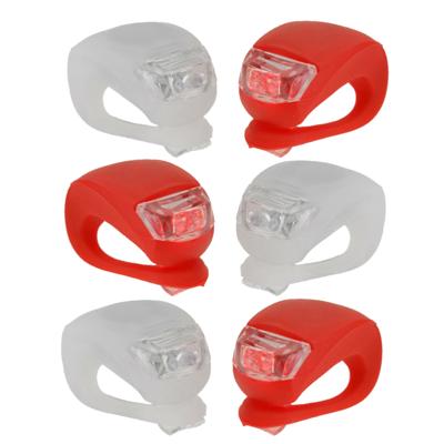 Benson fietsverlichting/fietslampjes set - 6x - LED - siliconen - voor en achter licht Benson fietsverlichting/fietslampjes set - 6x - LED - siliconen - voor en achter licht