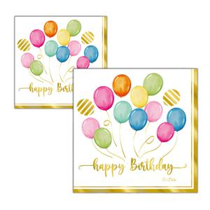 Feestservetten - 32x - happy birthday - ballonen thema - verjaardag - 3 laags - 33 x 33 cm