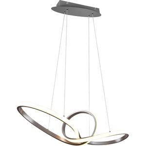 LED Hanglamp - Trion Sonso - 28W - Warm Wit 3000K - Dimbaar - Rond - Mat Nikkel - Aluminium