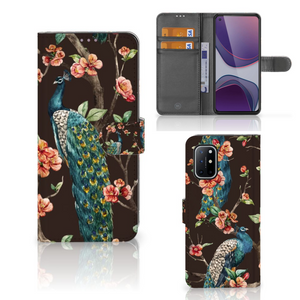 OnePlus 8T Telefoonhoesje met Pasjes Pauw met Bloemen