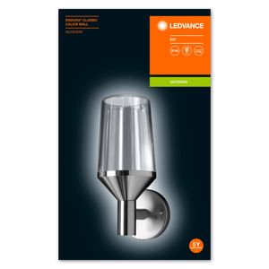 LEDVANCE Endura Classic Calice 4058075477957 Buitenlamp (wand) LED E27 RVS, Transparant, Glas