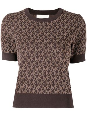 Michael Michael Kors haut en jacquard à manches courtes - Marron