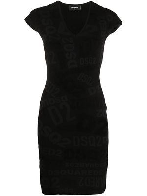 DSQUARED2 robe courte à logo imprimé - Noir