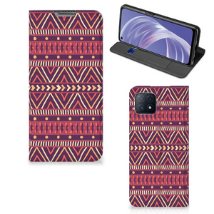 OPPO A73 5G Hoesje met Magneet Aztec Paars