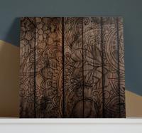 Canvas schilderij Mandala met houteffect