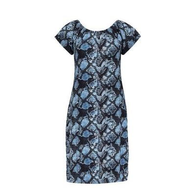 Geisha off shoulder jurk May met slangenprint blauw/zwart