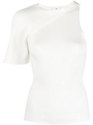 Courrèges haut en maille nervuré à une épaule - Blanc
