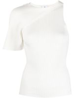Courrèges haut en maille nervuré à une épaule - Blanc