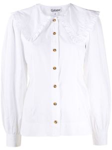 GANNI blouse à col claudine oversize - Blanc