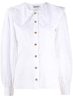 GANNI blouse à col claudine oversize - Blanc