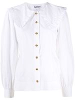 GANNI blouse à col claudine oversize - Blanc