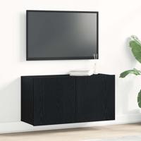 Tv-meubel 80x30x41 cm bewerkt hout zwart eikenkleurig
