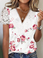 Floral Cotton Lace Casual Shirt