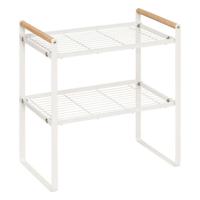Keuken/aanrecht rekje - metaal - 33 x 21 x 38 cm - keuken organizer - wit