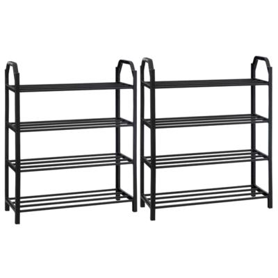 5Five Schoenenrek - 2x - zwart - 8 paar schoenen - 50 x 65 cm - metaal/kunststof - stapelbaar