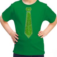 Verkleed t-shirt voor kinderen - glitter stropdas - groen - meisje - carnaval/themafeest kostuum Verkleed t-shirt voor kinderen - glitter stropdas - groen - meisje - carnaval/themafeest kostuum
