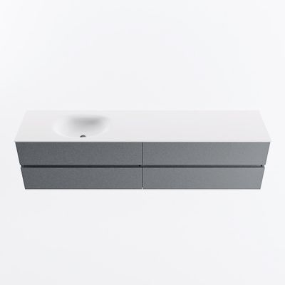MONDIAZ VICA 200cm badmeubel onderkast Plata 4 lades. Wastafel MOON links 1 kraangat, kleur Talc.